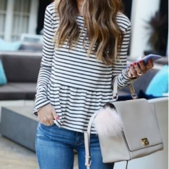 SOLD Long Sleeve Stripe Peplum Top Small - Picture 6 of 6